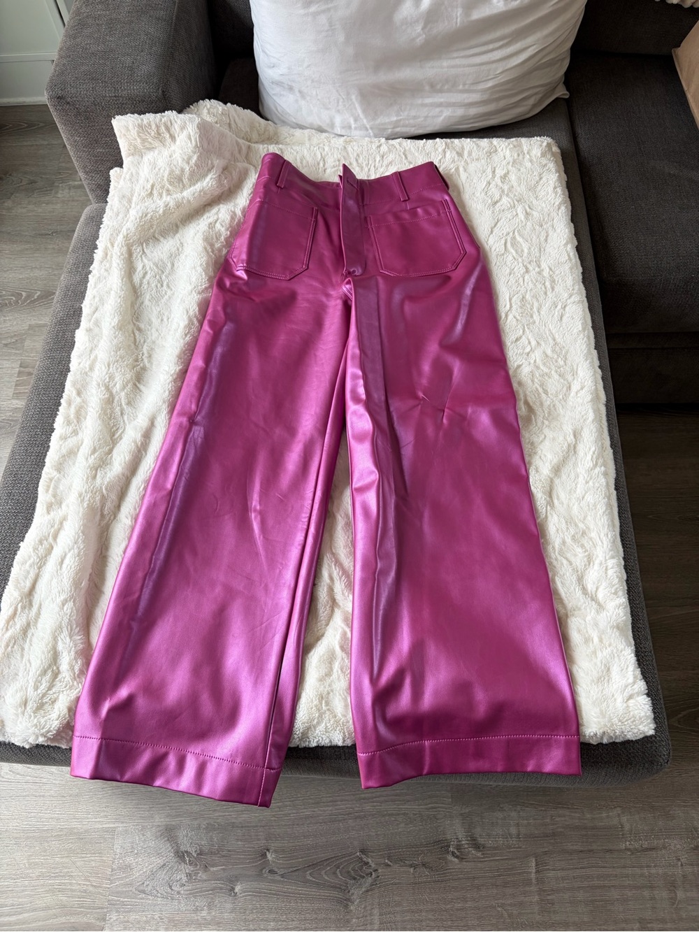 Anthropologie Magenta Faux Leather Wide-Leg Pants